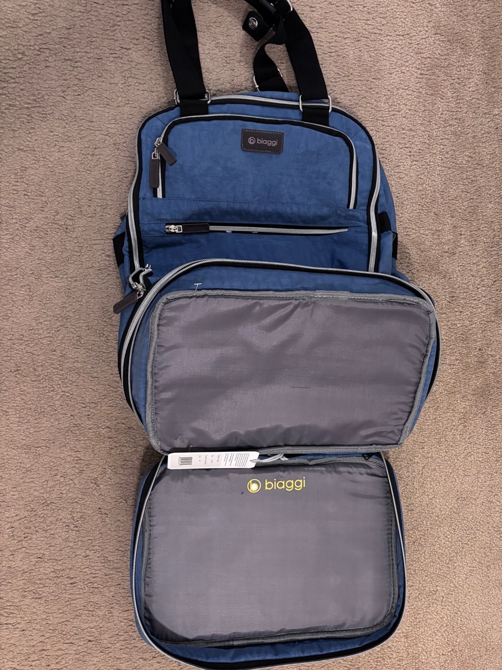 Biaggi Blue Convertible Travel Tote Bag (Zipsak collection) - brand new with tag - Picture 8 of 9